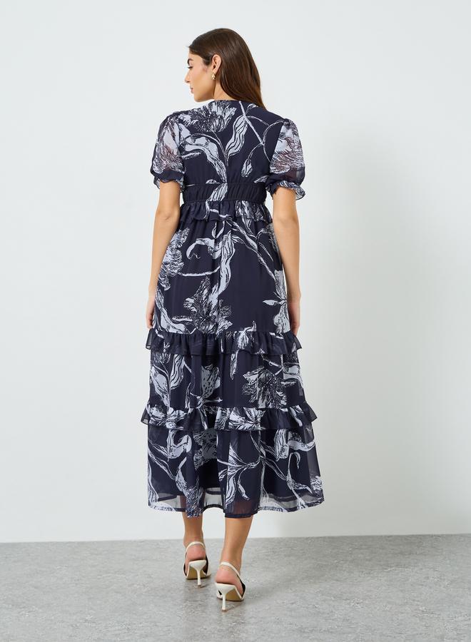 Styli Women Floral Print A-Line Maxi Dress - Image 5